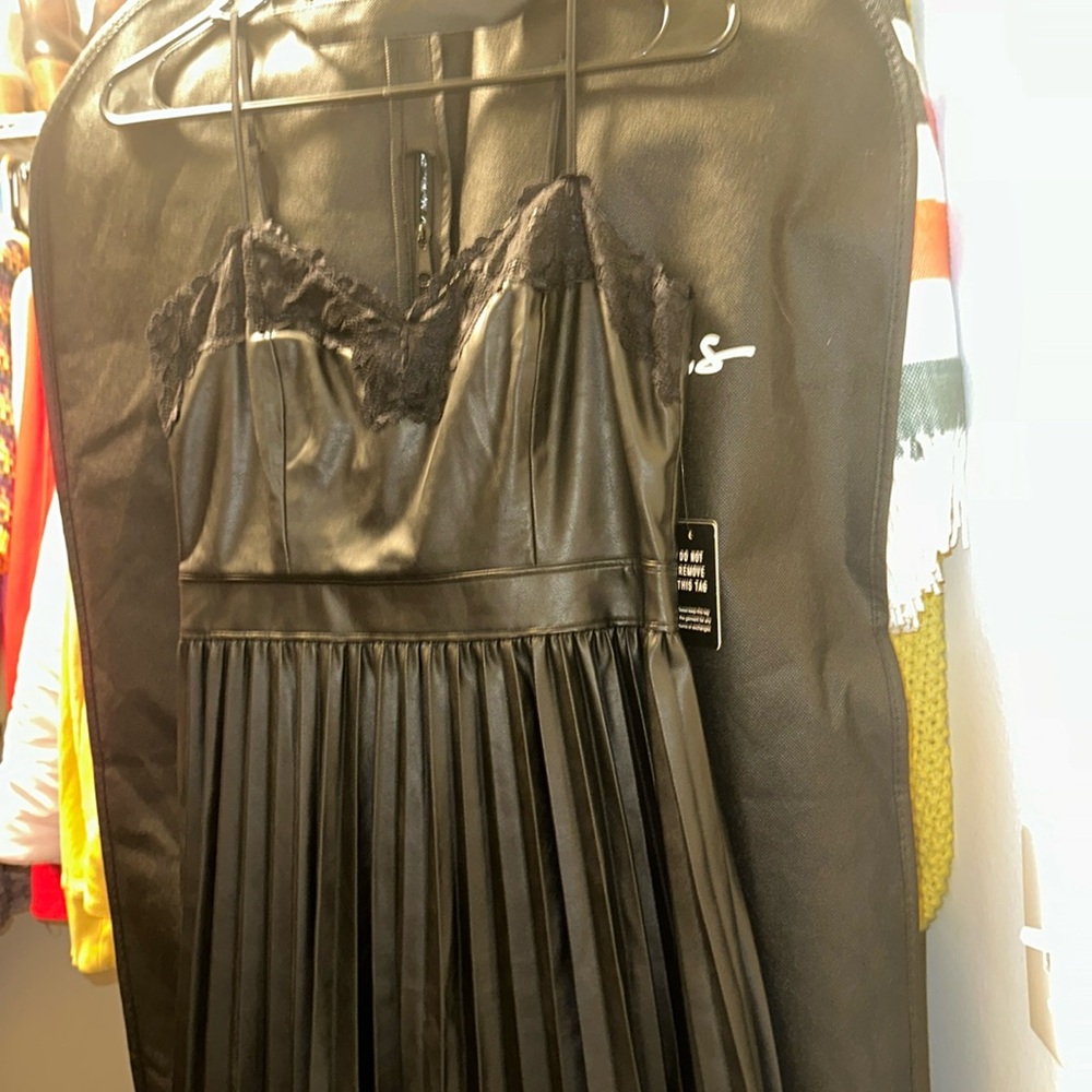 Express faux leather black dress